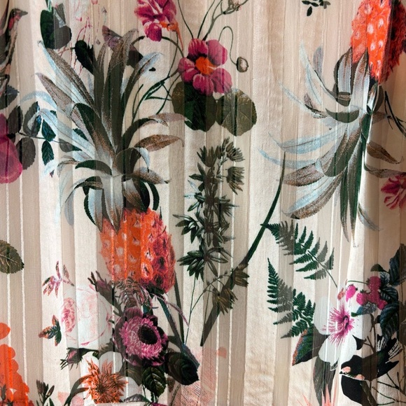 BANANA REPUBLIC Sz 4 Sleeveless Maxi Dress Floral Pineapples Hi Low Ruffle Hem - Picture 8 of 13